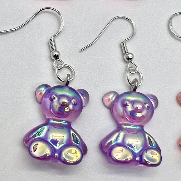 Gummy Bear Earrings - Metallic Earrings - Baby Shower Earrings - Gender Reveal - Picture 6 of 10